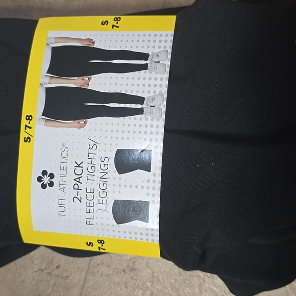 Tuff Athletics Girls 2 Pack Fleece Tights Black , New - Picture 1 of 2